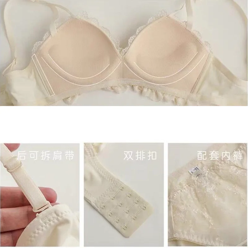 Japanese Bras Lace Lingeire Underwear Set Brief Women Intimates Embroidery Sexy Push Up Bra and Pany Sets Ropa Interior Mujer