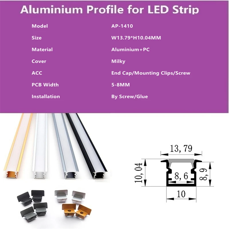 60x1M LED Aluminium Profile ,5V/12V/24V 8MM Wide Strip Recessed Channel .Cabinet Wardrobe Closet Stair Embedded Light  Diffuser