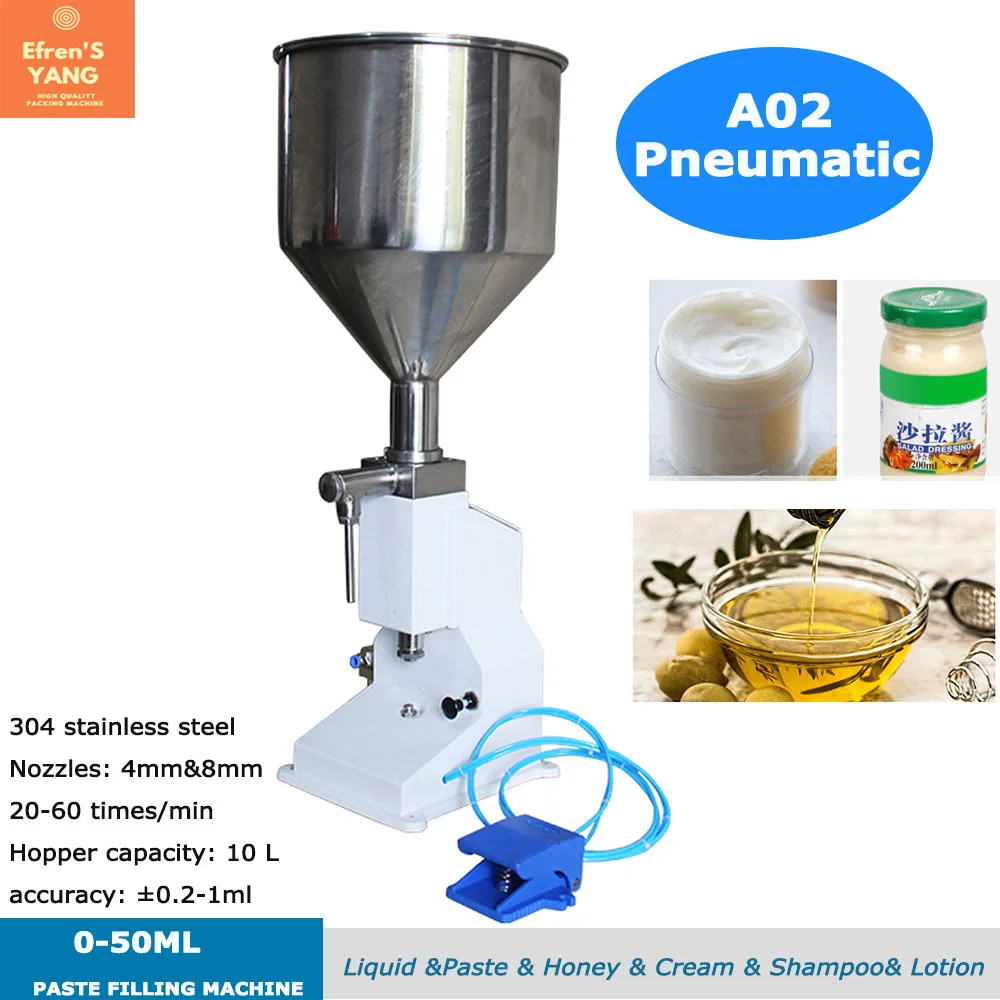 Manual Liquid Filler Pneumatic Paste Honey Lotion Filling Machine Thick fluid Oil Bottle Cosmetics A02