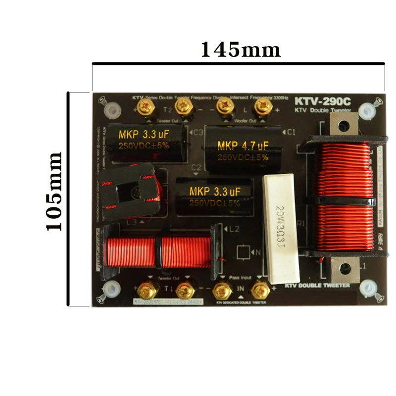 HIFIDIY KTV-290C 2 Way 3 speaker Double treble (Tweeter*2+ bass) Unit HiFi KTV Speakers audio Frequency Divider Crossover Filter