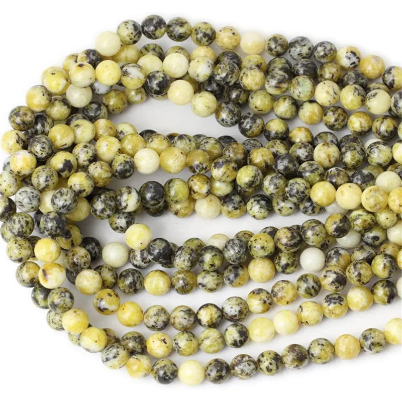 Natural Yellow Turquoise Round Loose Beads for Jewelry Making Necklace DIY Bracelets Accessories