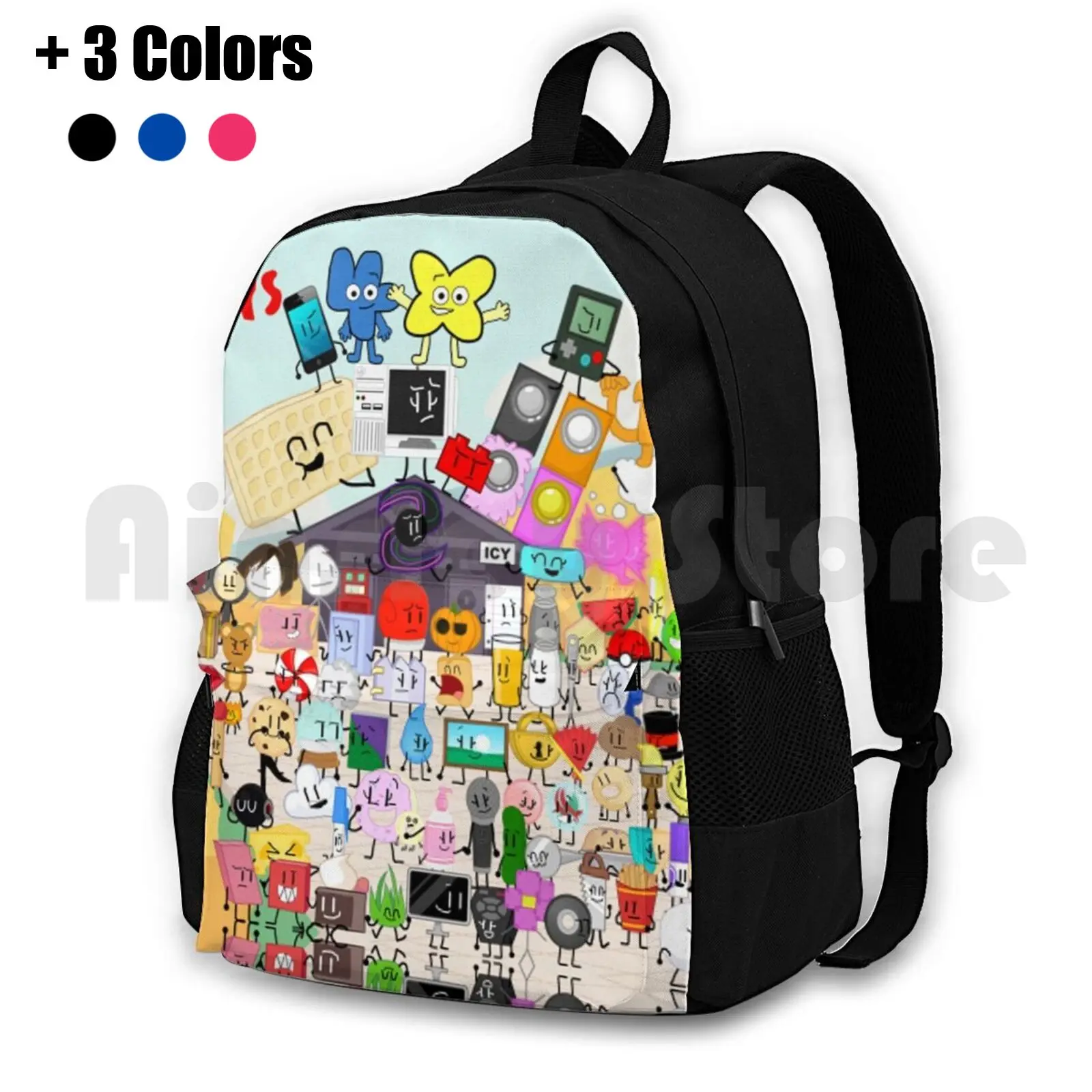 Object-All-Stars Poster Outdoor Hiking Backpack Waterproof Camping Travel Object Show Gamebuilder2000 Inanimate Object Overload