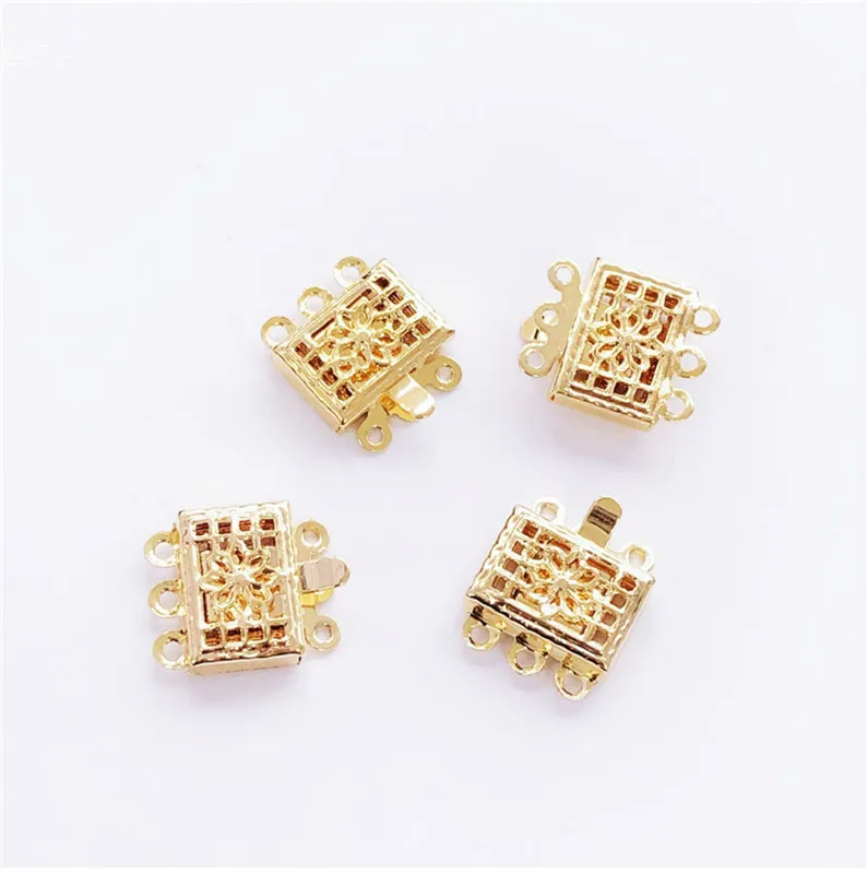 

THREE ROW New Jewelry Findings Wholesale Necklace Bracelet Clasps and Hooks Jewellery Accessory Parts Settings, 10pcs/lot