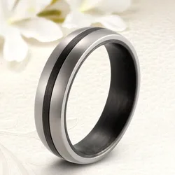 6mm Pure Carbon Fiber Wedding Bands For Men Women With Pure titanium Women's Engagement Ring Carbon Fiber Anniversary Ring