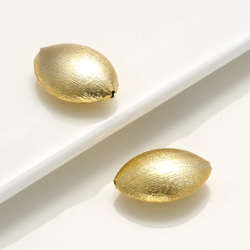 ZHUKOU gold color Oval Bead Brass Beads for Women DIY Handmade Bracelet Necklace Jewelry Accessories Wholesale VZ260