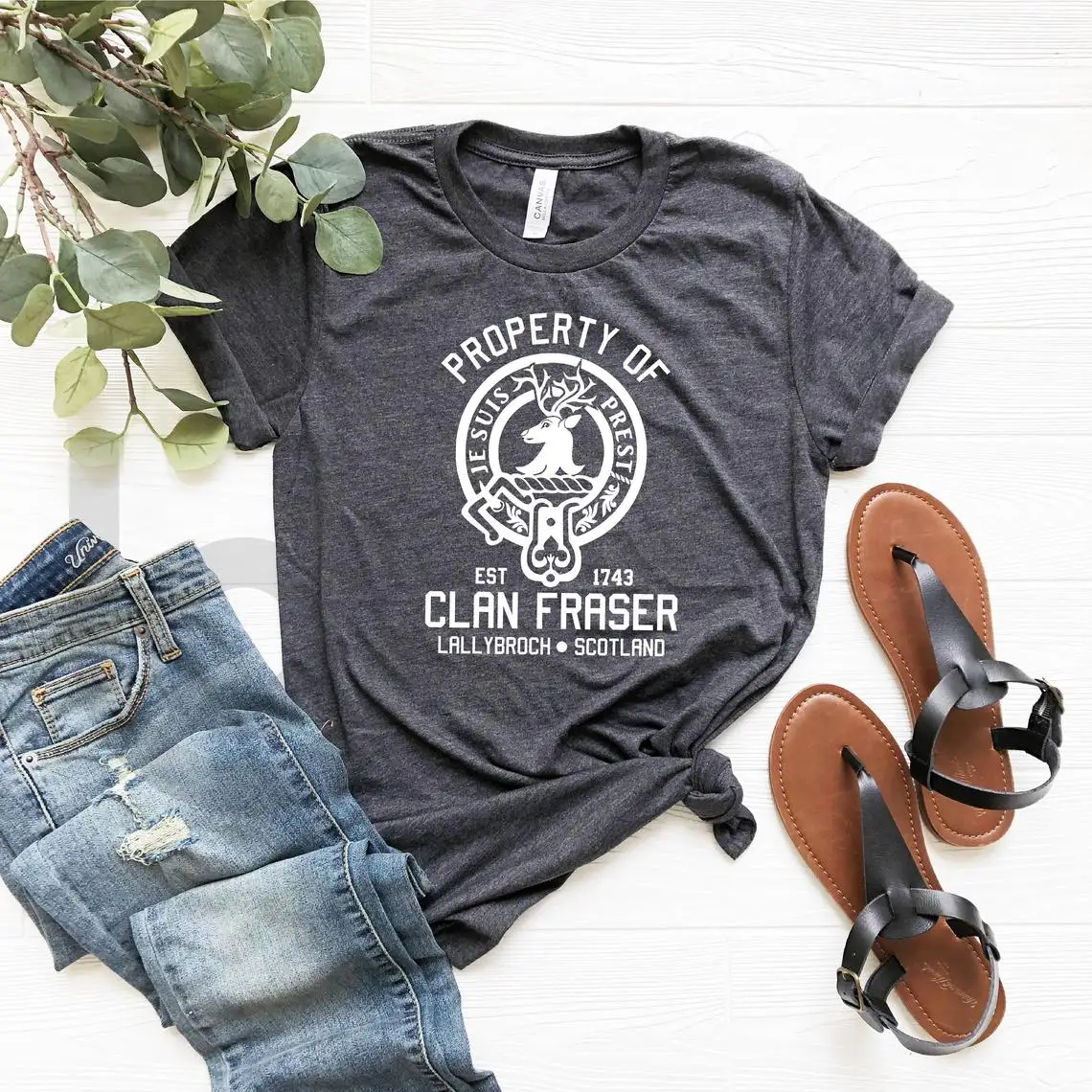 Women Property of Clan Foster T-Shirt Outlander Book Series Shirt Jamie Fraser Sassenach Shirts Vintage Tv Show Tees Casual Tops