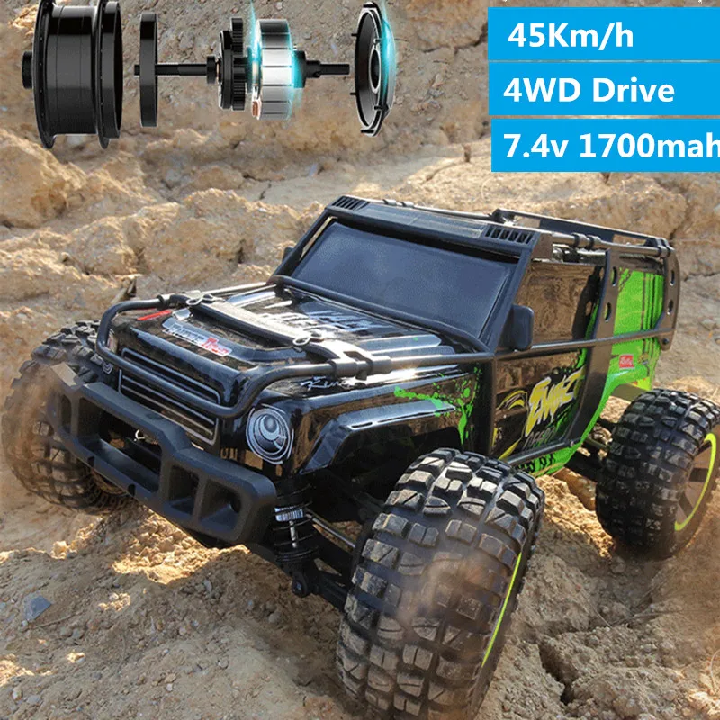 

new Electric Top Speed Racing RC Climbing Car 1/10 45km/h Hydraulic Shock Absorber 4WD Remote Control Car Desert Crawler Car Toy
