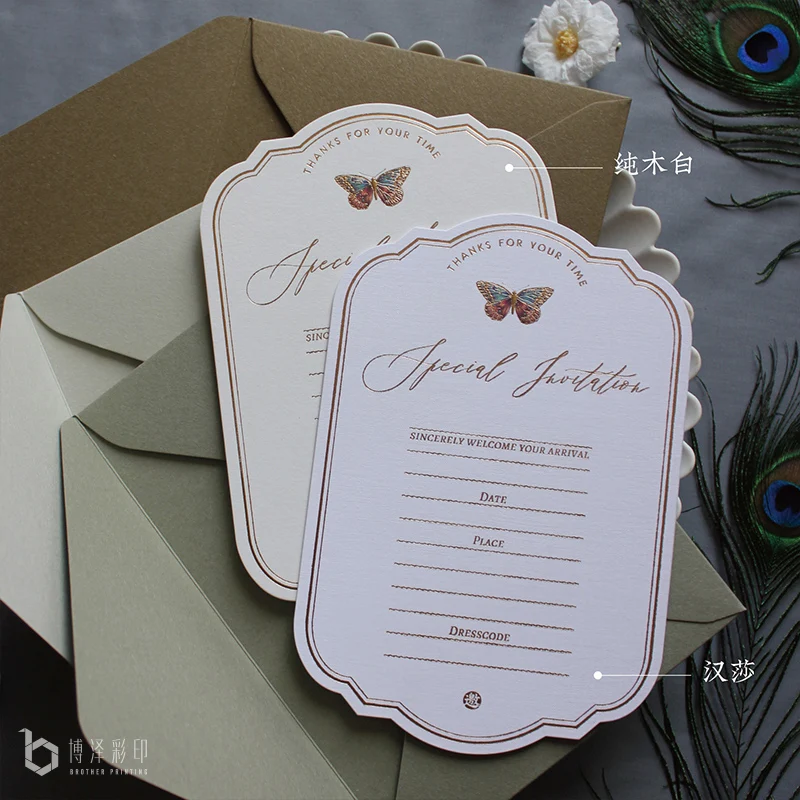 Butterfly Bronzing Painted Universal Business Office Wedding Handwritten Invitation Invitation Letter Envelope Invitation Card