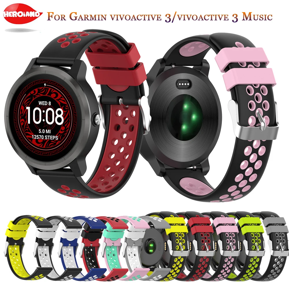 20mm Soft Silicone Watchband Strap for Garmin Forerunner 245 245M 645 Vivoactive 3 Smart Bracelet Watch Band Colorful Wristband