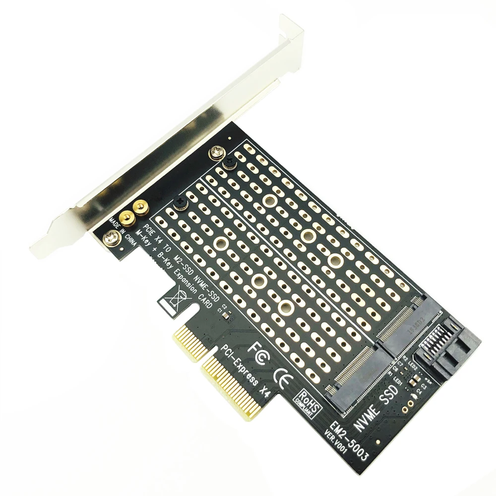 PCI Express PCIE To M2อะแดปเตอร์ NVME SATA M.2 SSD PCIE Adapter NVME/SATA M2 PCI E อะแดปเตอร์ SSD m2 SATA PCI-E Card M + B