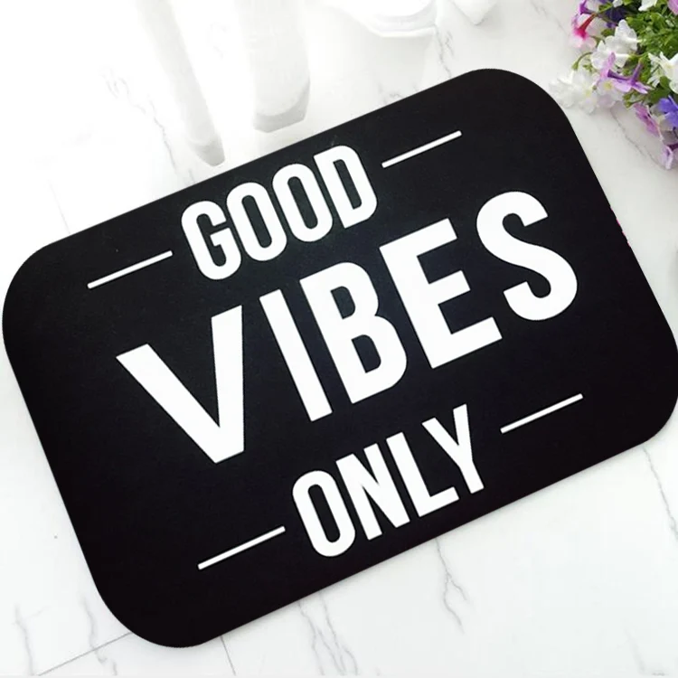 Funny Good Vibes Only Inspirational Motivational Saying Door Mat for Front Door Modern Quote Bathroom Bath Toilet Doormat Rug