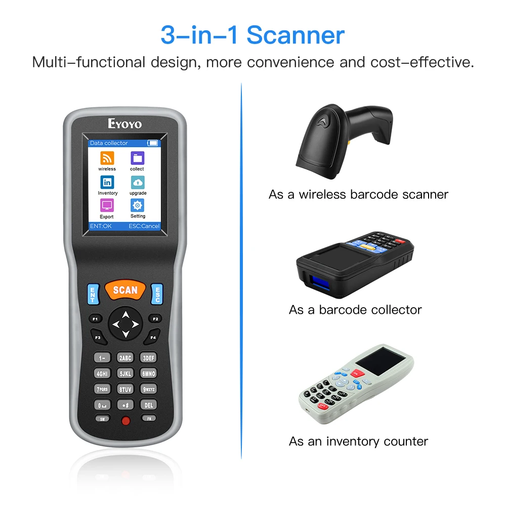 Eyoyo 1D Wireless Barcode Scanner Handheld Daten Sammler Lager Zähler Scanner Tragbare Barcode Reader Für Lager