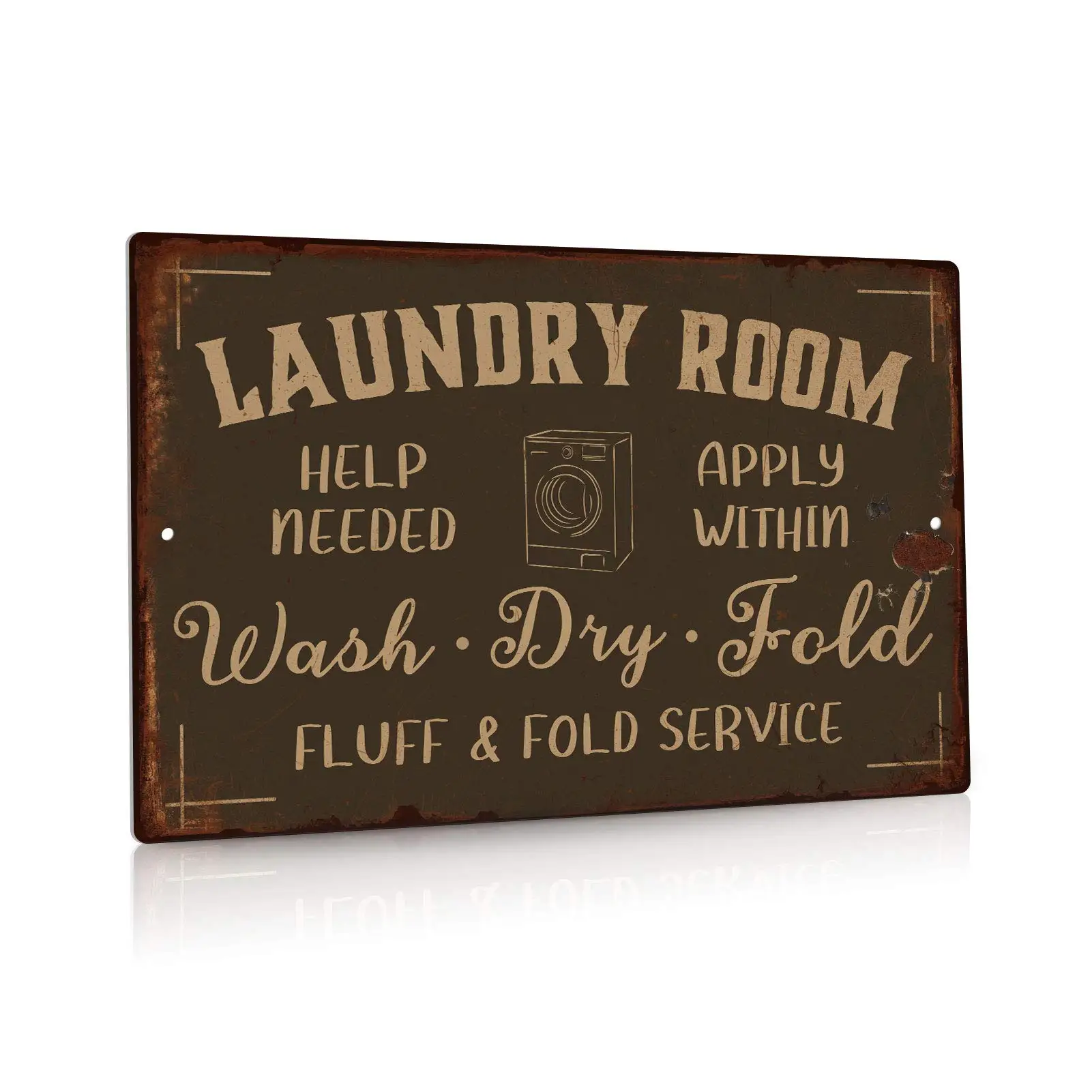 Decor Laundry Sign, Laundry Room Door Decor, 12x8 Inches Aluminum Metal Sign - Laundry Room Help Needed Apply Within Wash Dry F