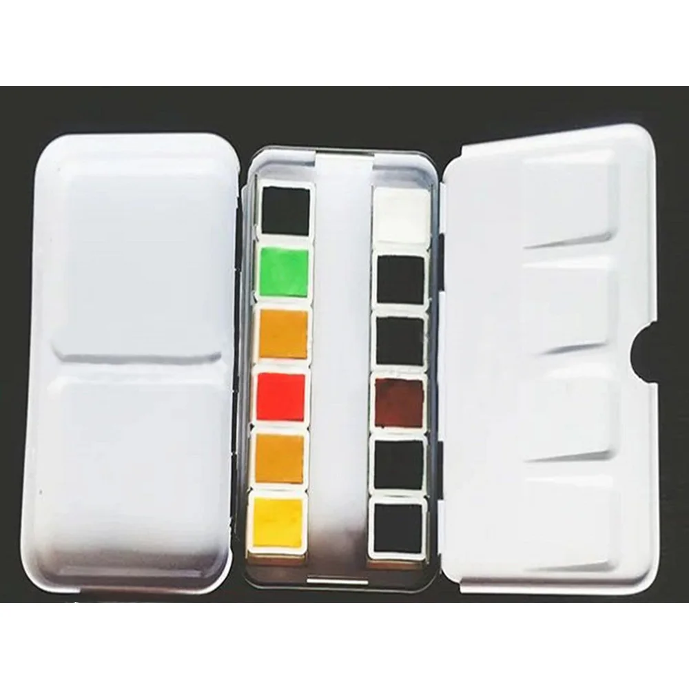 빈 단색 수채화 상자 케이스, 주석 수채화 컬러 컬러 케이스, 아티스트 드로잉 페인팅 상자, 팔레트 페인트 용품, 12 색