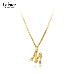 Lokaer Titanium Stainless Steel 26 Letter A-Z Charm Choker Necklaces For Women Fashion Alphabet Pendant Chain Jewelry N21232