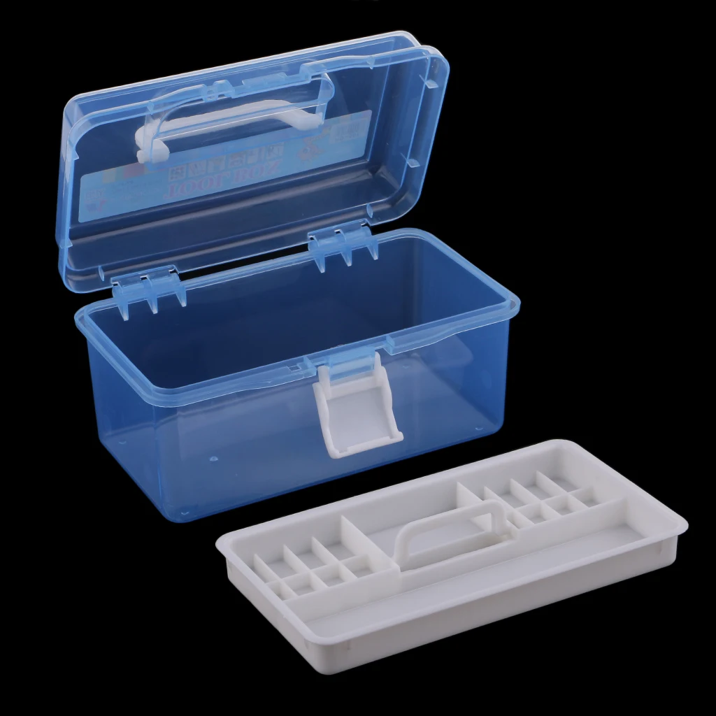 2 Layer Plastic Sewing Jewelry Painting Tools Box Storage Box Organizer Pink/Blue Jewelry Tools Accessories