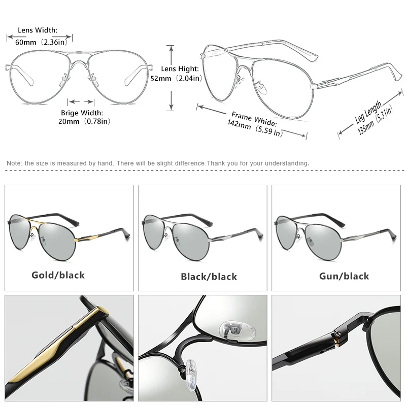 Gafas de sol polarizadas de aviación para hombre, lentes cromadas para conducir, visión nocturna y diurna, UV400 zonnebril heren