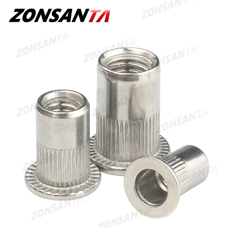 Zonsanta Klinknagel Moer 304 Rvs M4 M5 M6 M8 M10 Rivnut Platte Kop Schroefdraad Klinknagel Insert Nutsert Cap Geperforeerde klinknagel Noten