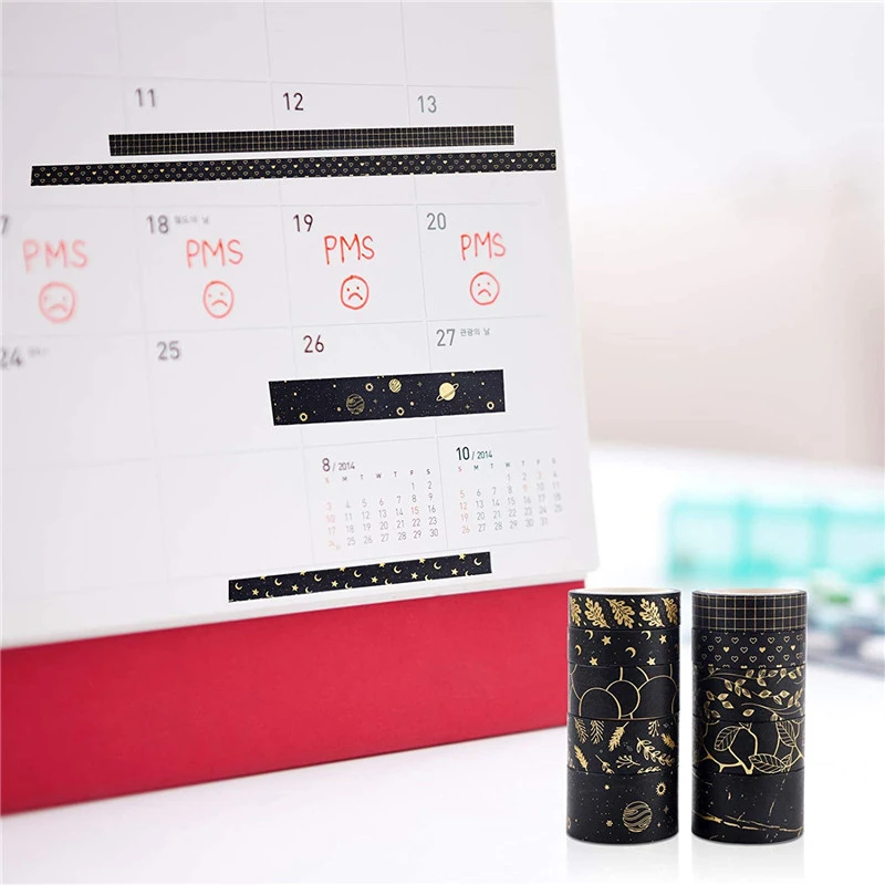 Imagem -05 - Conjunto de Fita Washi no Pacote de Caixa de Presente Fitas Mascaradoras Decorativas Ideal para Faça Você Mesmo Artes e Artesanato Planner 0.39 in 0.59 in 0.78in 10 Rolls