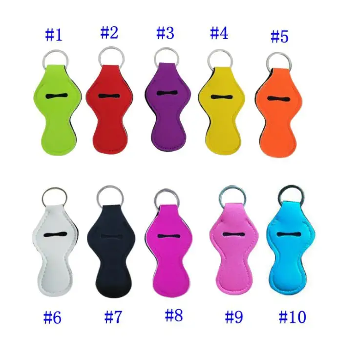 

1000pcs Many Colors Stock Neoprene Keychain Chapstick Holder Bag for Sale fast shipping Factory wholesale SN1771