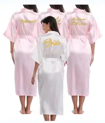 2019 New Silk Satin Lace Robes Bridesmaid Bride Robes Bridesmaid Robes Wedding Long Robe Bathrobe Lingerie Robe