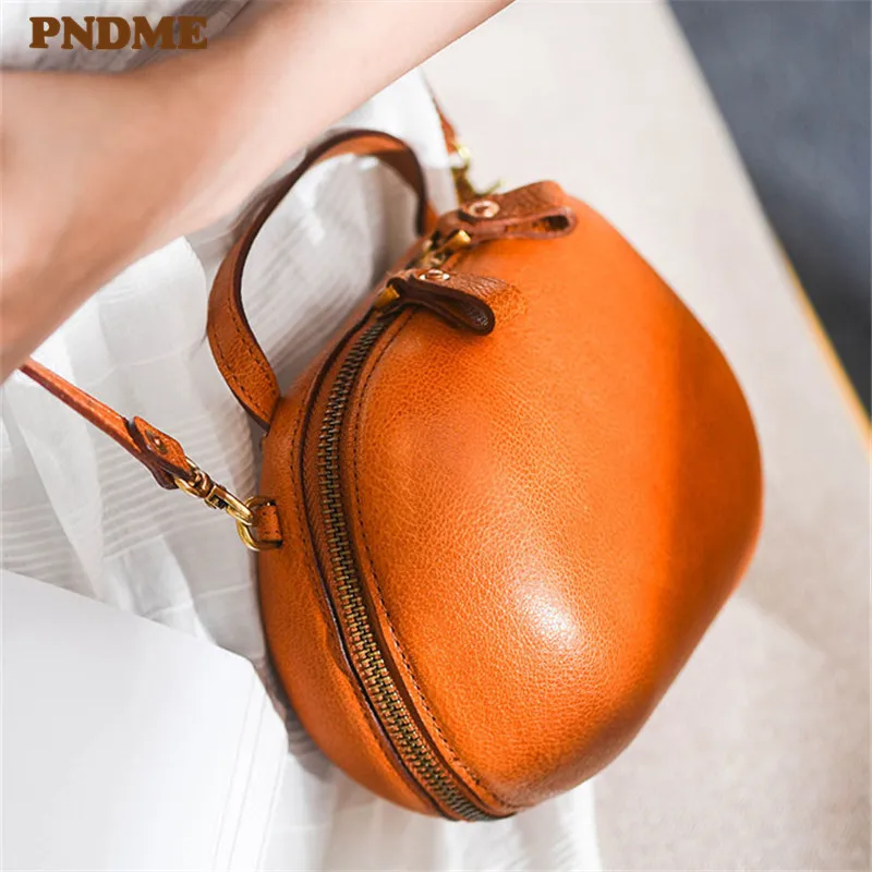 

PNDME original designer natural genuine leather ladies small handbag luxury real cowhide women's cute shoulder crossbody bag