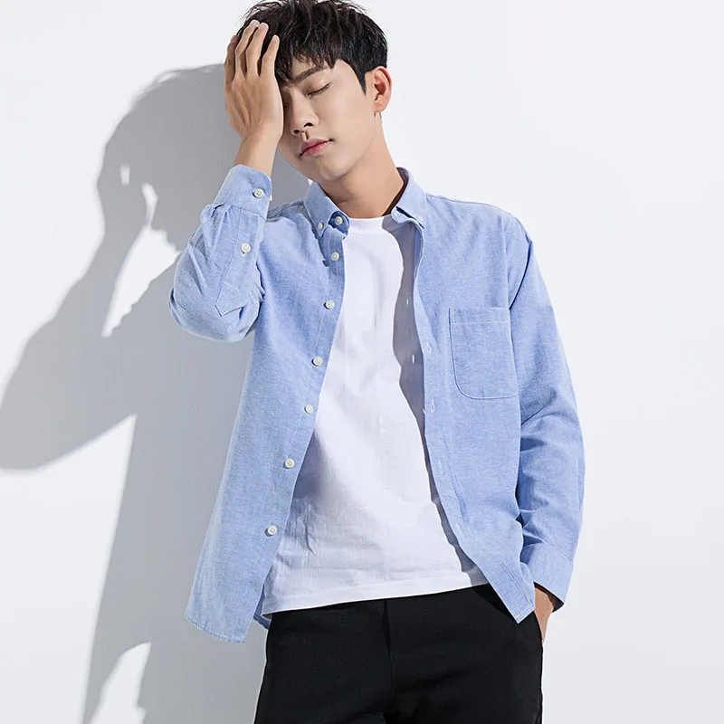 

Men Shirt Student 2022 New Arrival Spring And Autumn Male Long Sleeve Casual Shirt Teenage Boy Bargain Price Hot Sale S47