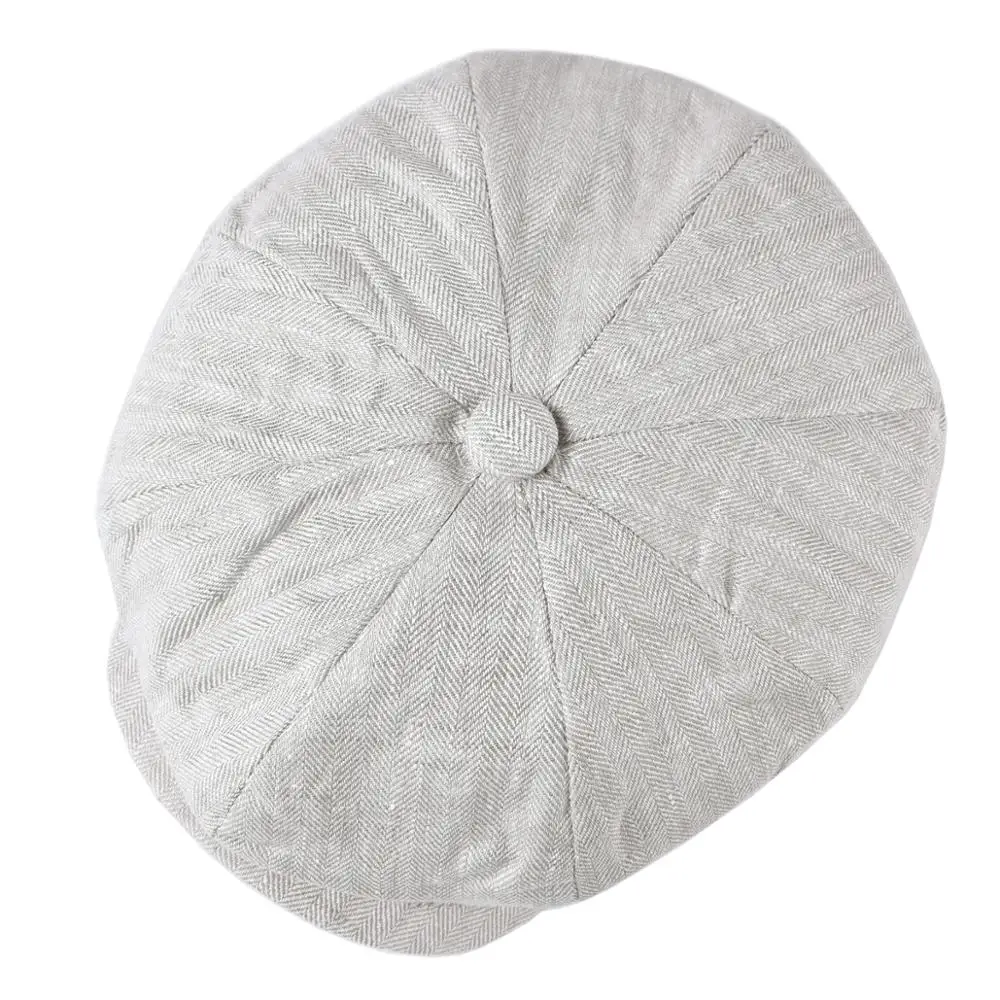 BOTVELA Herringbone Linen Newsboy Cap Men Summer Women Bakerboy Caps Breathable Flat Hat Apple Beret Hats 007