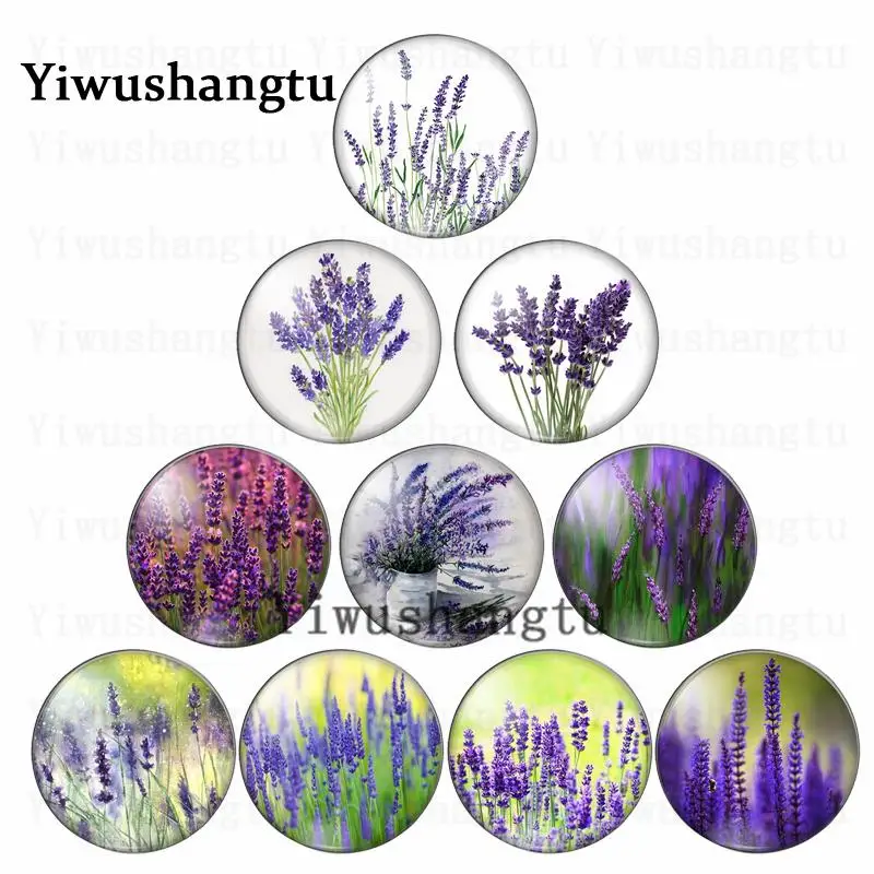 

Beauty Purple grass luxuriant 10pcs mixed 12mm/20mm/25mm/30mm Round photo glass cabochon demo flat back Making findings