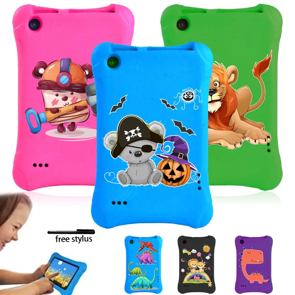 For Fire 7(5th/7th/9th Gen)Tablet Case -Kids Safe Anti-fall Case Foam EVA Foam Multicolor Cartoon Pattern Series + Pen