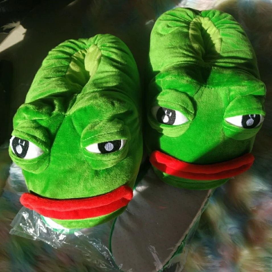 Sad Frog Plush Toy Cartoon Animal Stuffed Doll Funny Style Warm Slipper Room Soft Shoes Boy Girl Friend Christmas Birthday Gift