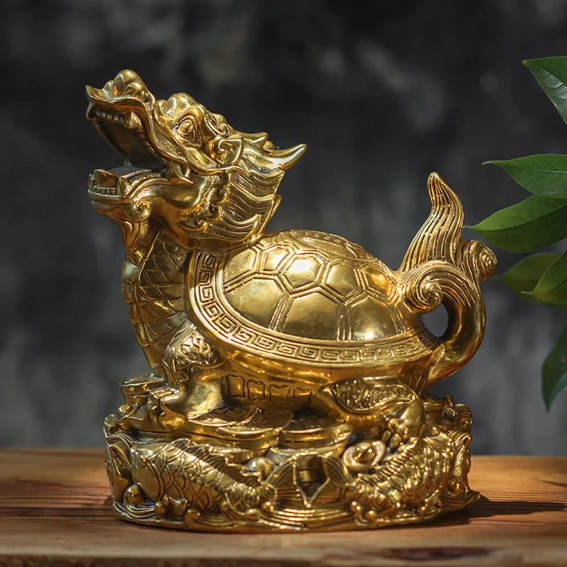 Thailand Pure Copper Crafts Gossip Dragon Turtle Decoration Modern Minimalist Copper Decorations Living Room Desktop Furnishings