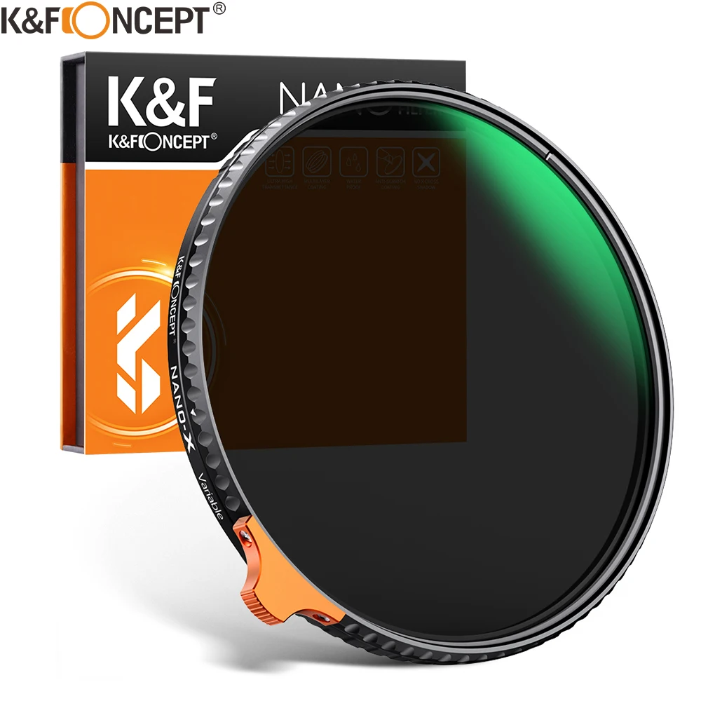 K&F Concept HD ND2 to ND400 Lens Filter 9 Stop Fader Easy to Variable Adjustable Neutral Density Nano-X II Series 49mm 52mm 58mm