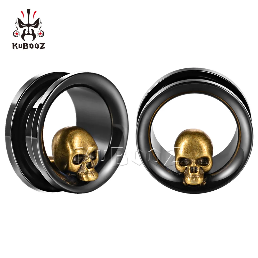 Wholesale Price Stainless Steel Skull Ear Piercing Tunnels Gauges Body Jewelry Ear Screw Gauges Stretchers 34PCS