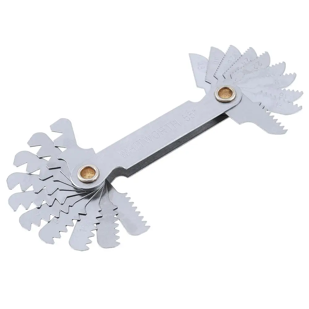 55-60 Degree Stainless Steel Screw Gauge Metric Iinch Screw Thread Pitch Gauge Blade Gage Pitch Folding Measuring Gauging  Tool