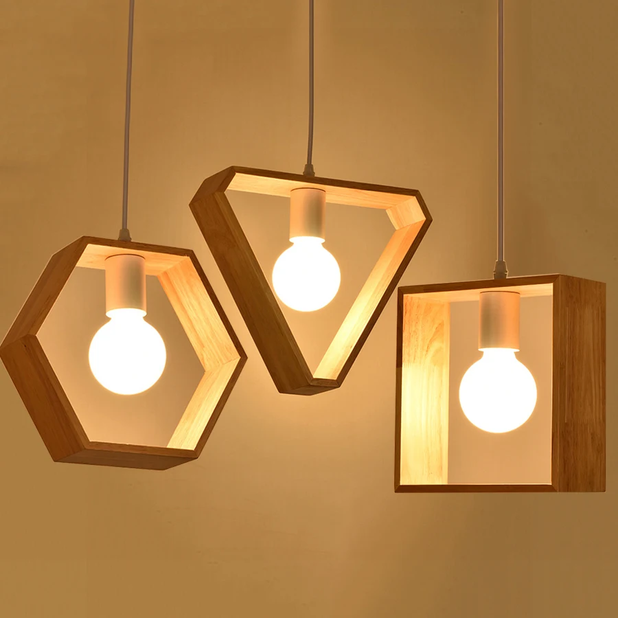 

Thrisdar E27 Nordic Wooden Pendant Lamp Bedroom Bedside Hanging Light Restuarant Dining Room Kitchen Cafe Bar Pendant Light