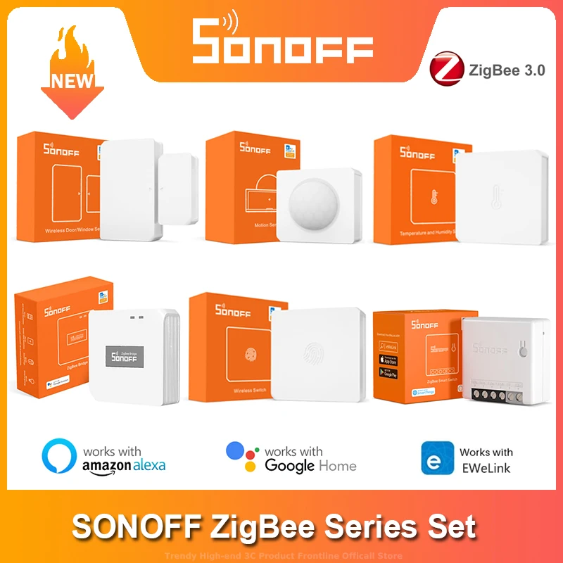 SONOFF interruptor inalámbrico Zigbee Bridge, temperatura y humedad, movimiento, puerta y ventana, ZBMINI a través de Alexa y Google Home