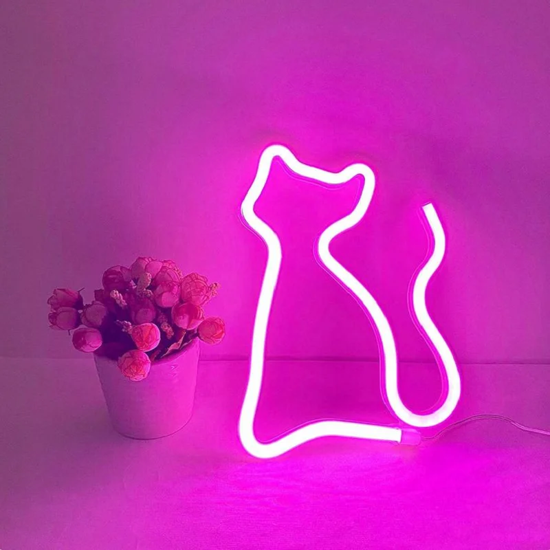 

Custom Neon Sign Cat Light LED Cute Wall Hanging Acrylic Beautiful Decoration Indoor for Home Room Bedroom