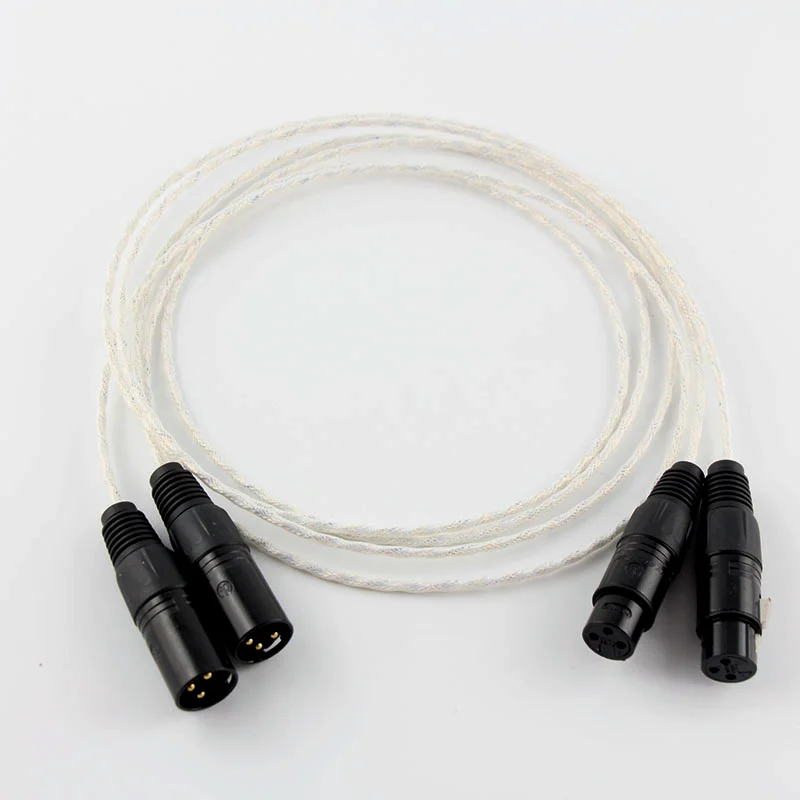 Pair Pure Copper Silver-plated XLR Balance HiFi Audio Cable for Amplifier CD Player