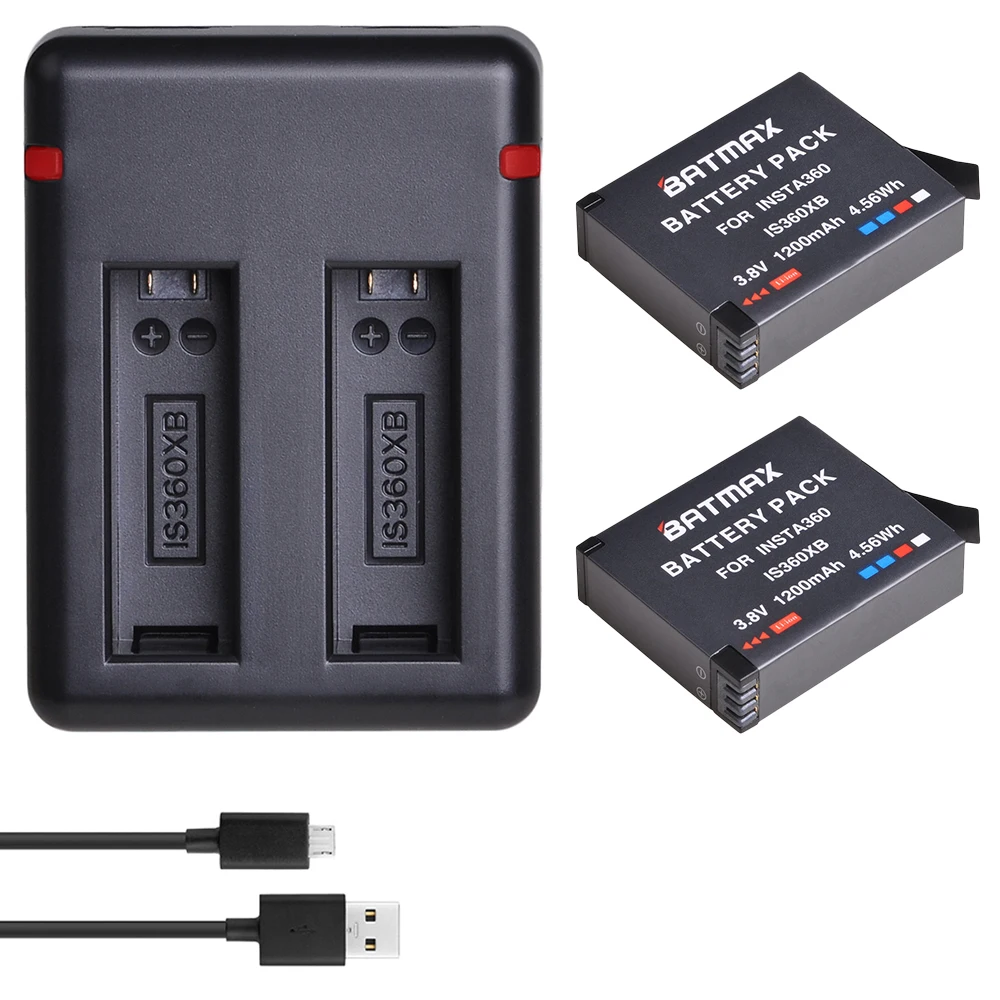 

Batmax 2pcs Battery For Insta360 ONE X + USB Dual Charger wit Type C Port for Insta360 One X Camera Accessories