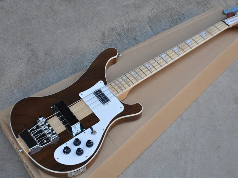 Walnut body 4 Strings Electric Bass guitar Chrome Hardware,Neck through body,offer customized