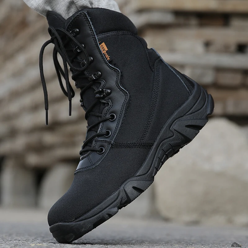 Autumn Winter Military Tactcial Men Boots  Black  Special Force Ankle Boots Mens Army Shoes Botas Work Shoes Leather Snow Boots