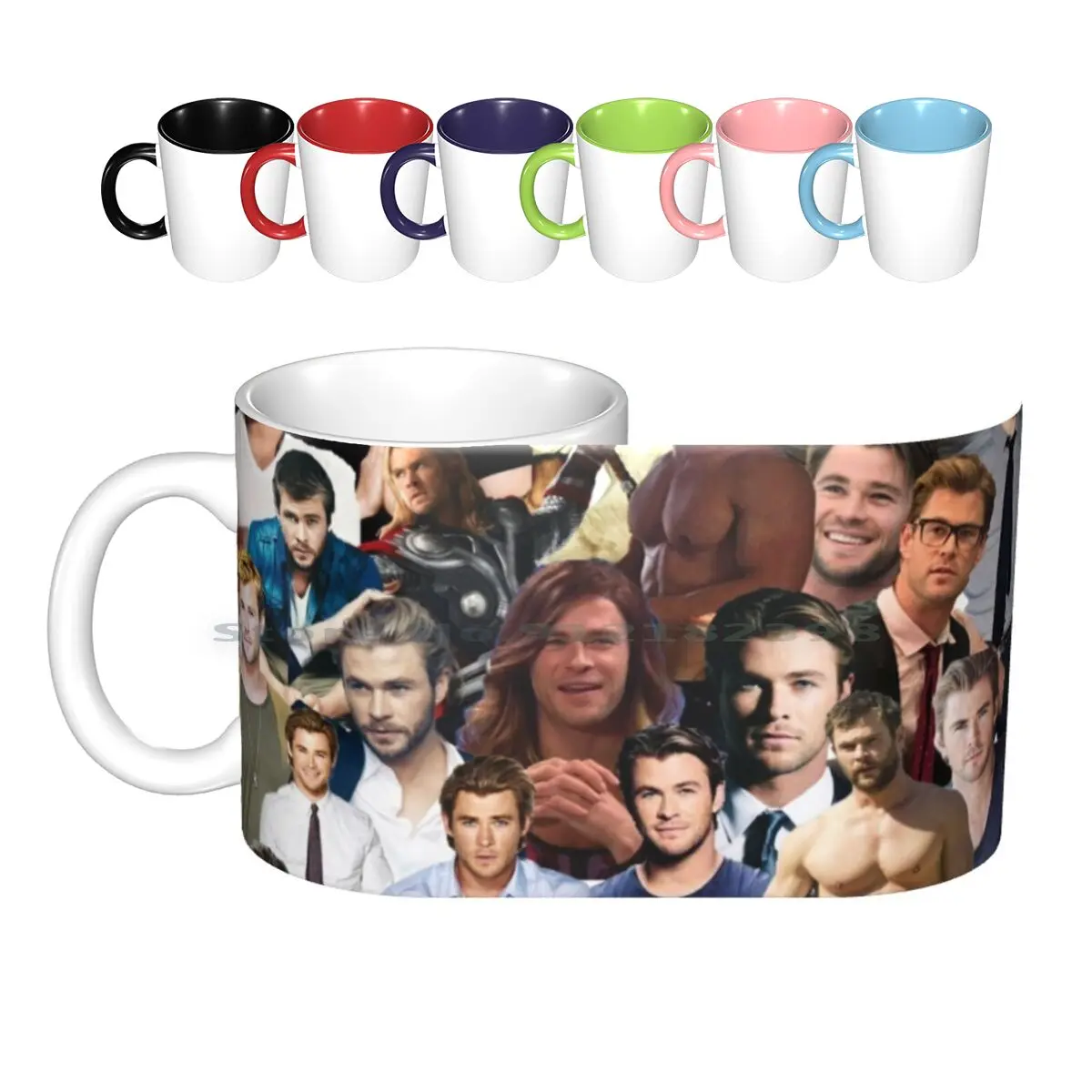 Chris Hemsworth Collage Ceramic Mugs Coffee Cups Milk Tea Mug Chris Hemsworth Collage Celebrity Odinson Creative Trending