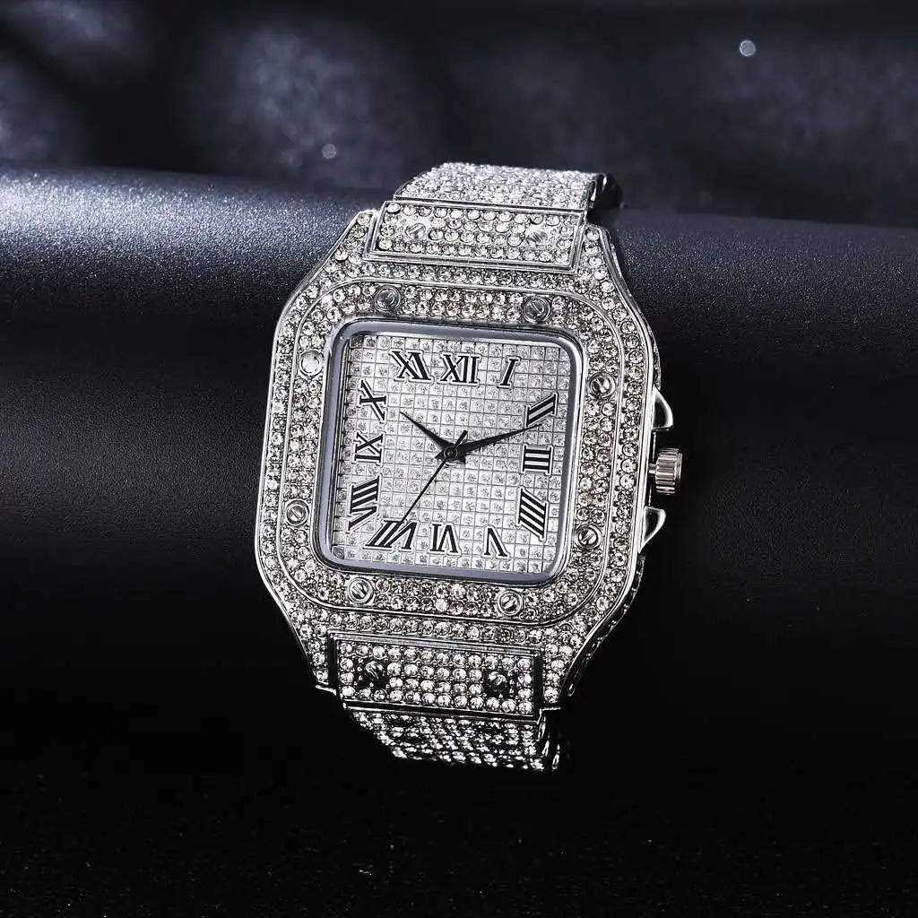 2pcs/set Watch + Bangle for Women Bracelet Iced Out Watch for Women Square Simple Luxury Club Gold Watch Set Jewelry Set Relojes