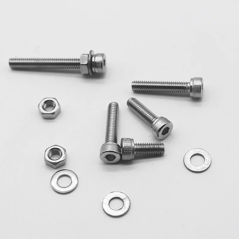 Bout En Noten Hex Hexagon Socket Schroef Set M3-M4 Rvs Ronde Platte Cap Hoofd Schroef Kit Allen Bolt Set