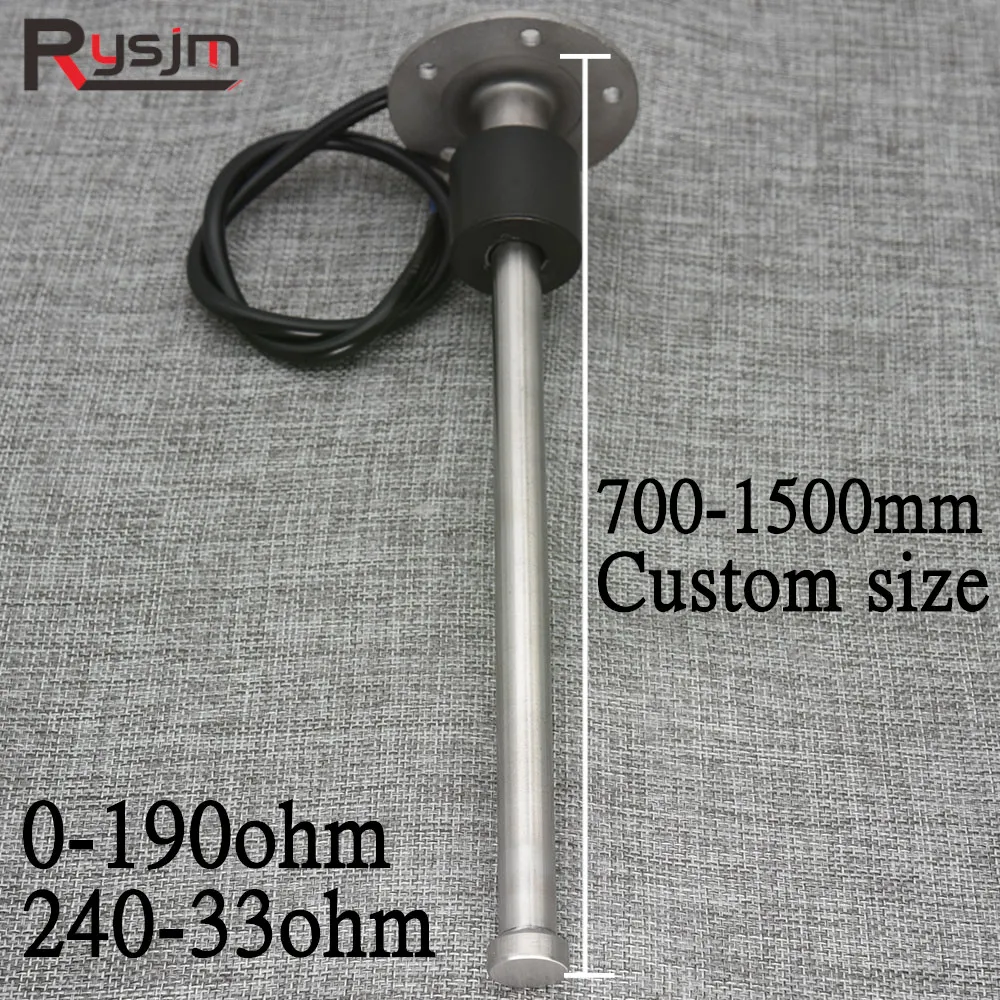 Rozmiar niestandardowy 700/800/900/1000/1500mm wskaźnik poziomu paliwa czujniki czujnik poziomu wody w zbiorniku 0 ~ 190ohm 240 ~ 33 ohm Fit łódź morska samochody