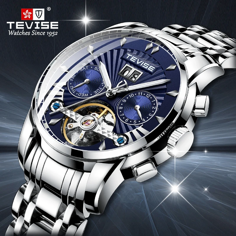 

2024 TEVISE business watch men Automatic Luminous clock men Tourbillon waterproof Mechanical watch top brand relogio masculino