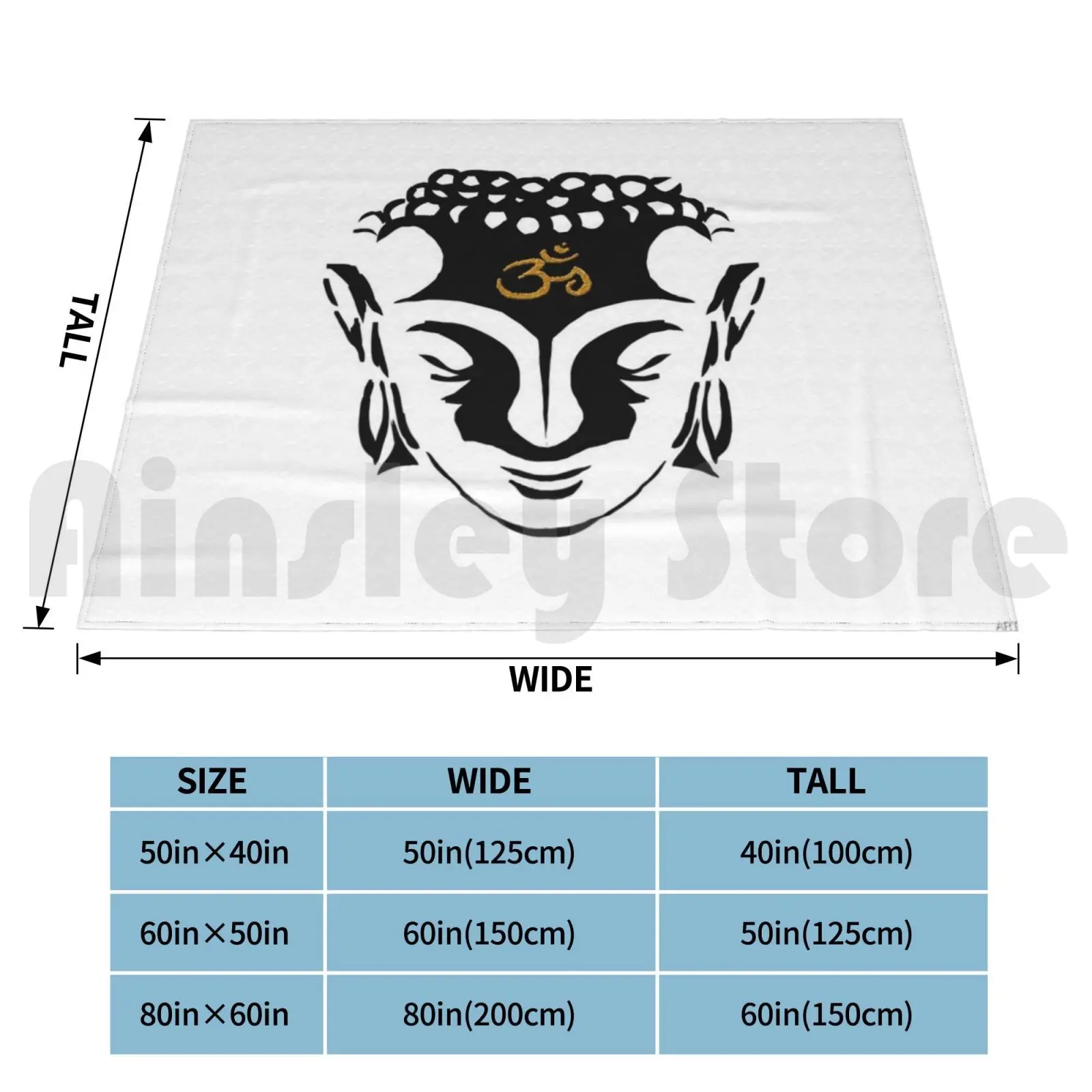 Buddha Om Blanket Super Soft Warm Light Thin Buddha Om Buddhism Buddhist Monk Gold Golden Yoga Yogi Meditation Zen