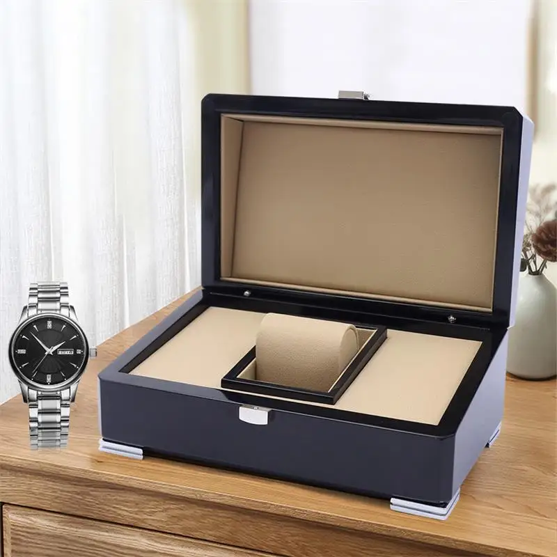 Wooden Watch Box Watch Winder Deluxe Single Watch Display Case Jewelry Gift Storage Box