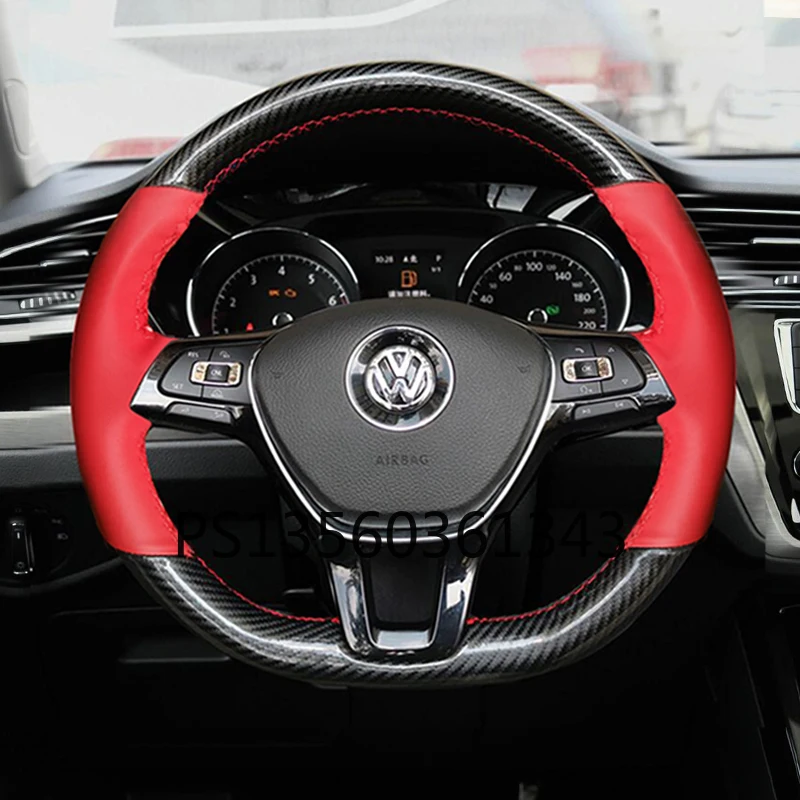 Suitable for Volkswagen VW Magotan T-CrossTayron Lamando Tiguan Bora T-ROC Jetta Passat Hand-sewn leather steering wheel cover